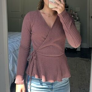 Cross Tie Peplum Top